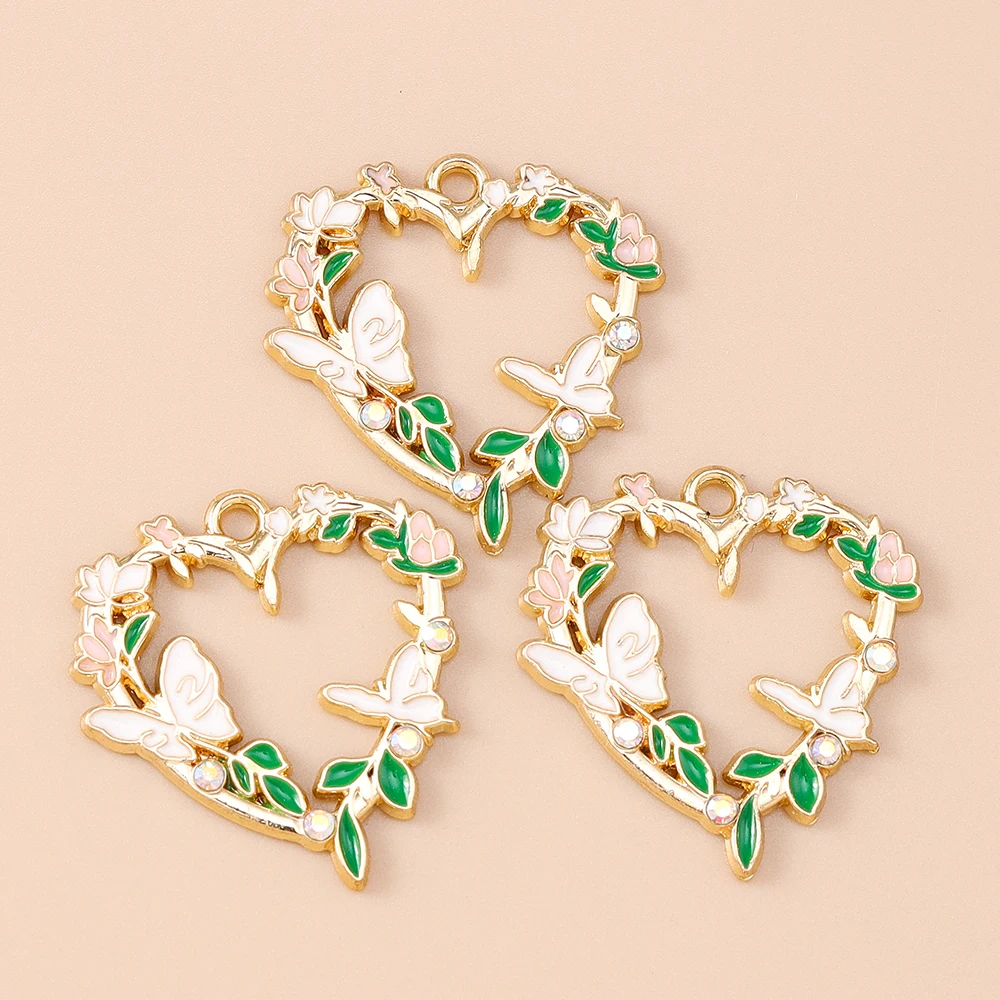 Leslie 10 stücke Neue Exquisite Blume Schmetterling Charms Emaille Schmetterling Anhänger Für Frauen DIY Halskette Ohrringe Schmuck Geschenke – Detail 6