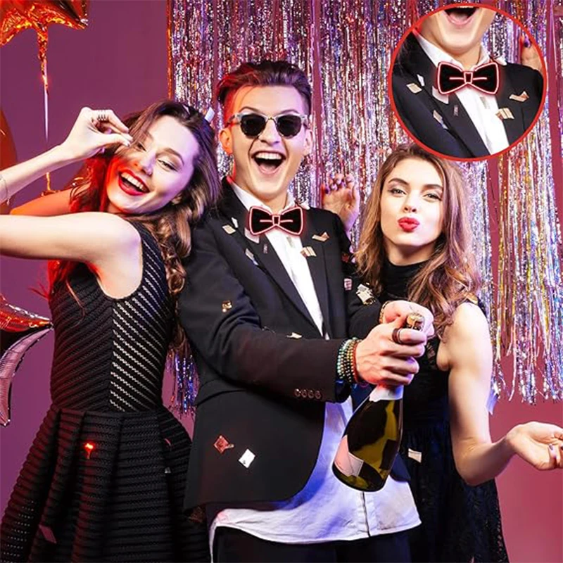 Świecąca w ciemności mucha LED dla mężczyzn i chłopców, neonowe akcesoria, zabawny kostium cosplay, regulowana, na Nowy Rok, karnawał, nocne wydarzenia.