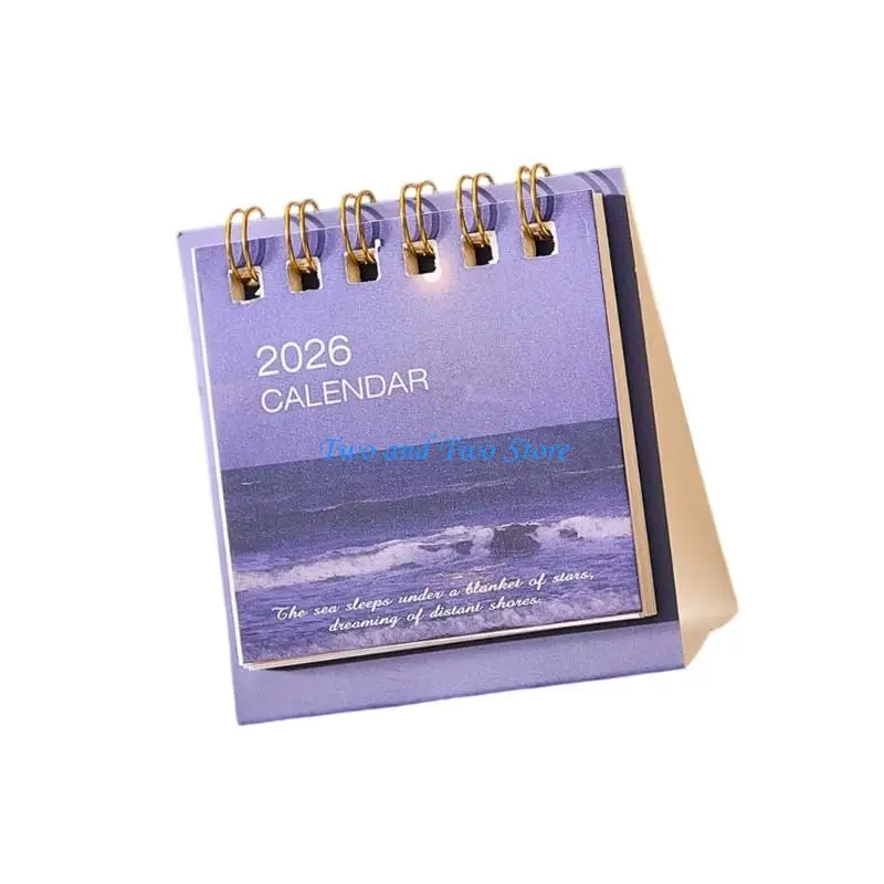 

HX6F 2026 Desk Calendar Twin-Coil Binding 19 Month Paper Calendar 06/2025 to 12/2026