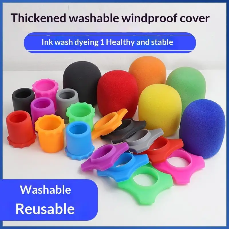 Shakeproof Anti-Rolling Wireless Mic Silicone Sleeve Waterproof Protective Cover Set for Business Event KTV Karaoke