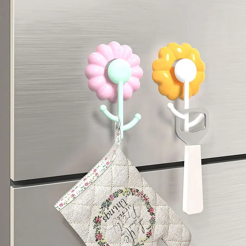 New Flower Suction Cup Hook Wall-mounted Vacuum Traceless Sticky Hook Bathroom Accessories Sunflower Home Hook