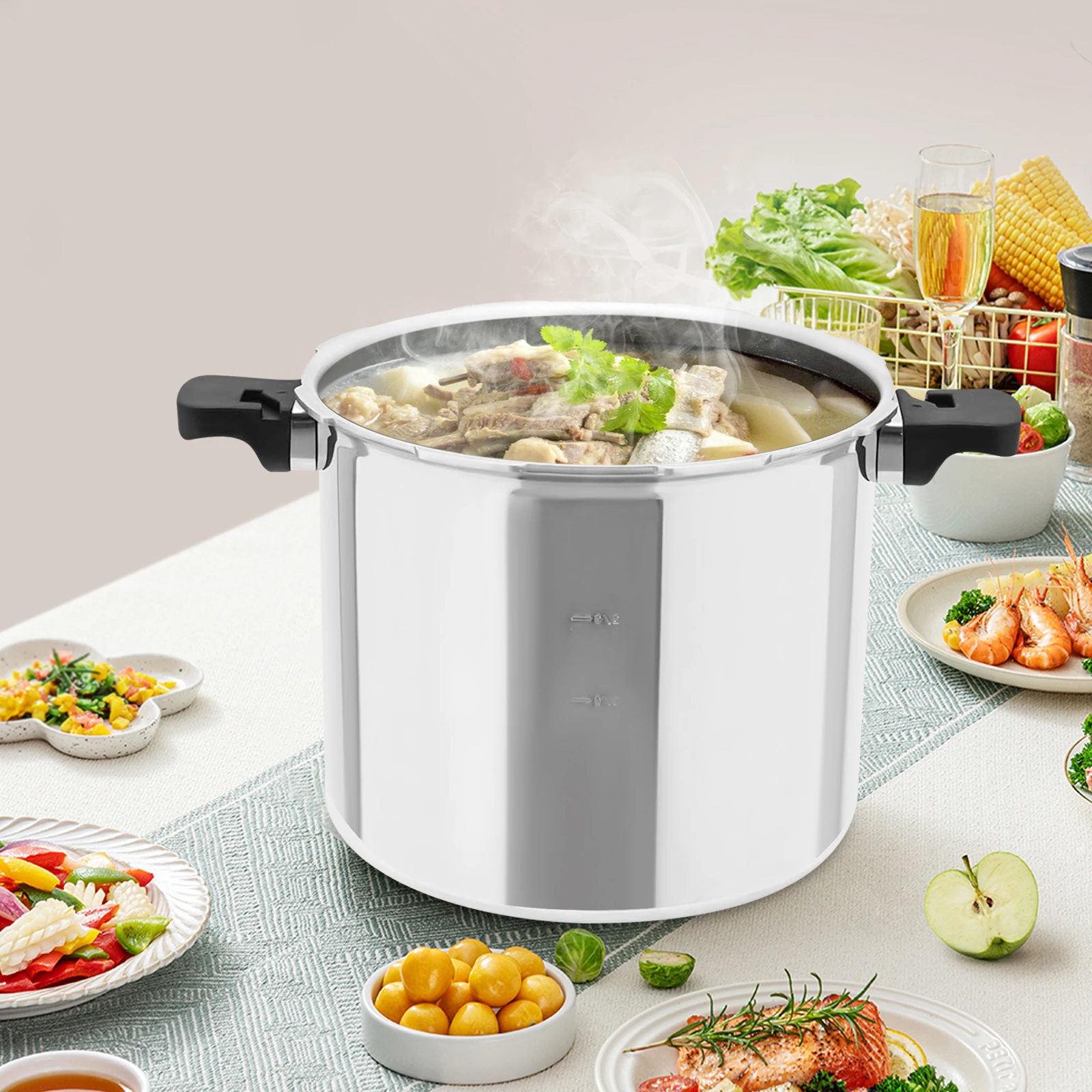 

Kitchen Thickened Explosion-Proof Pressure Cooker 23QT Capacity 90KPA Pressure for Fast Even Heating Gas Electric Stoves