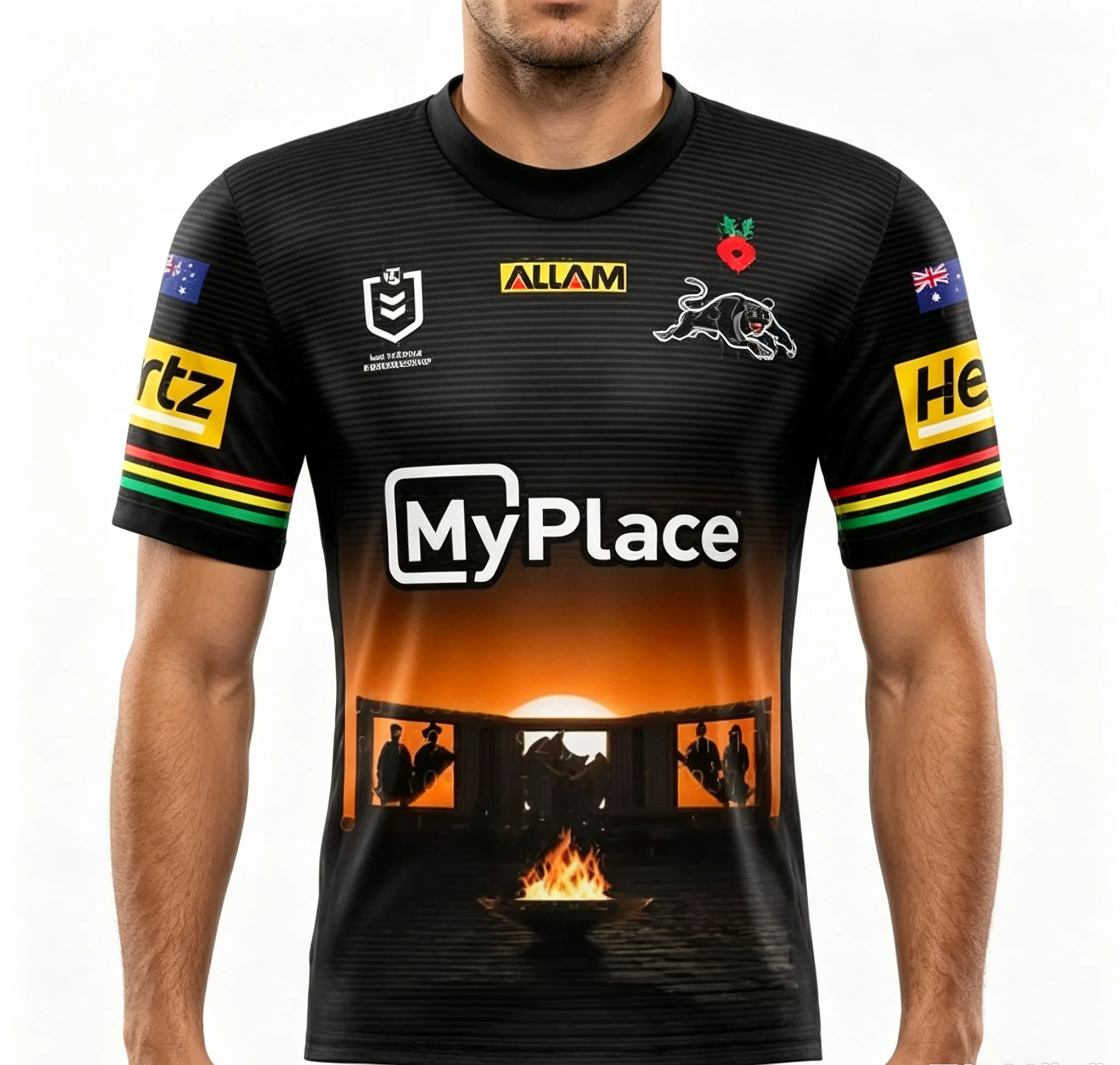 2026 NRL Olivgrünes Rugby-Trikot Trainingsanzug 3D-Druck Sommer-Sport Atmungsaktiv Schnelltrocknend Dünnes Familien-T-Shirt – Detail 3