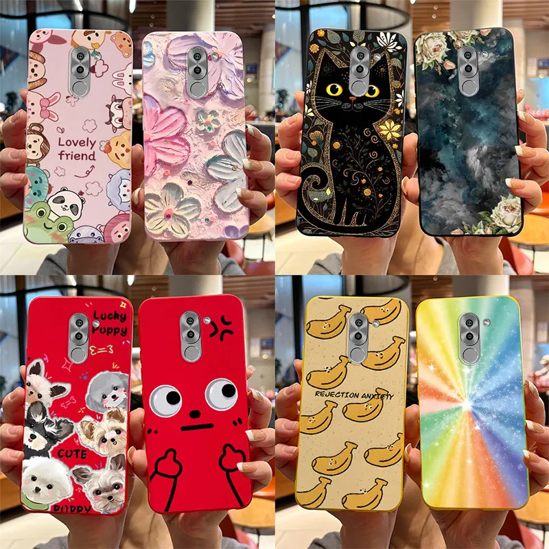 Fundas de teléfono de silicona para Huawei GR5 2017 Mate 9 lite Honor 6X lindo gato de dibujos animados cachorro perro ultrafino funda a prueba de golpes