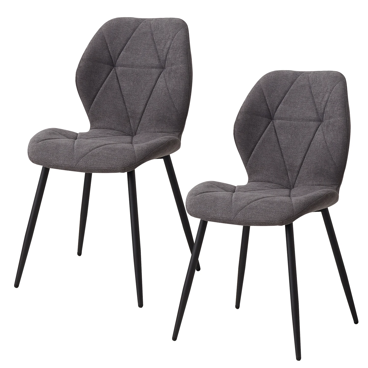 GrandCA HOME Set van 2/4/6 moderne eetkamerstoelen, gestoffeerd, gewatteerd linnen, minimalistische bureaustoelen voor keuken, eetkamer
