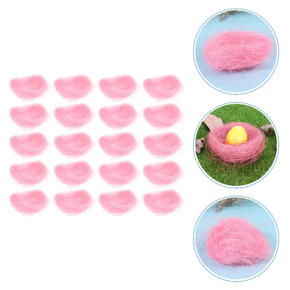 

20pcs Bird's Nest Plate Decoration Artificial Nests Pink Easter Party Wedding Home Office Outdoor Gardening Pet Supplies