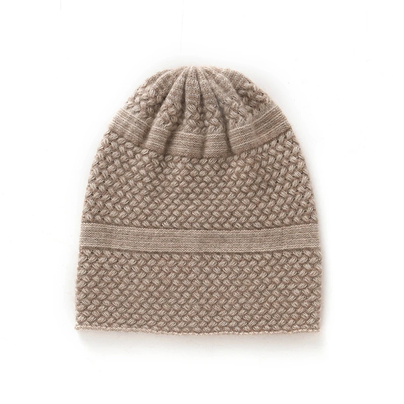 السيدات 100% الكشمير الخالص حصيرة المنسوجة سميكة الدانتيل محبوك قبعة لخريف وشتاء الدفء ، باوتو كومة قبعة حماية الأذن للرجال