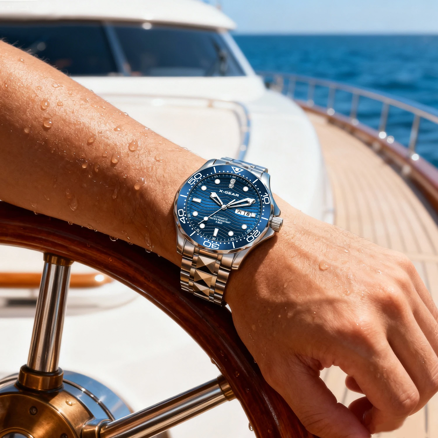 ساعة X-GEAR ميكانيكية أوتوماتيكية للرجال بإطار سيراميك من الفولاذ المقاوم للصدأ وأيدي مضيئة #2