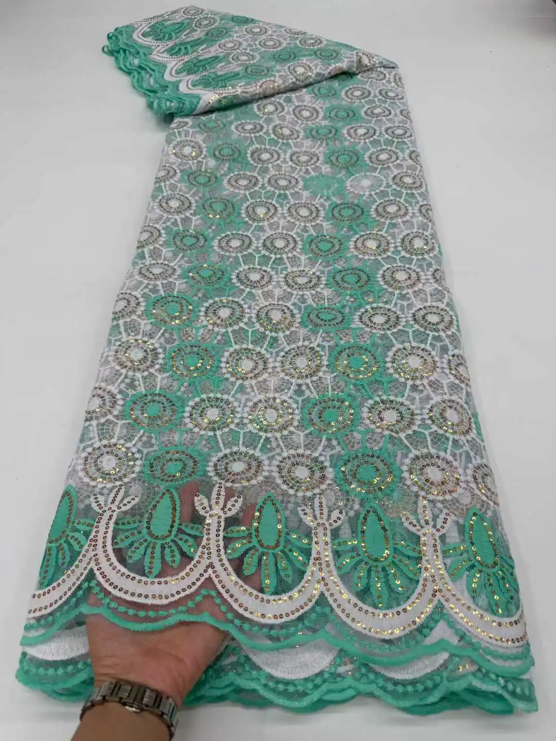 

Hot Sale Guipure Lace Fabric With Beads Sequins 2025 New African Nigerian French for High End Wedding Party Bride Sewing Dress