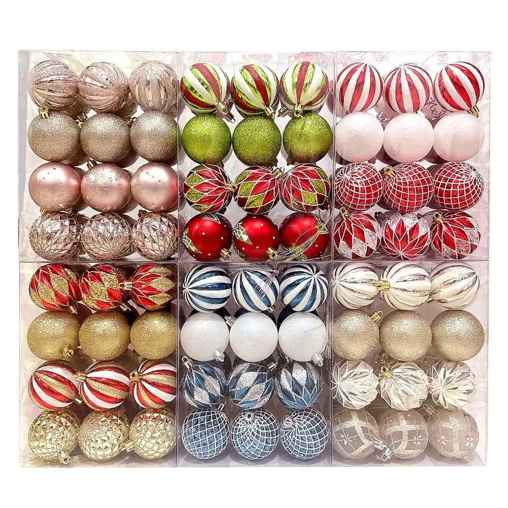 

24PCS Durable Plastic Christmas Ball Set 6CM Suspensable Christmas Tree Balls 6 Colors Xmas Ornament Ball Home