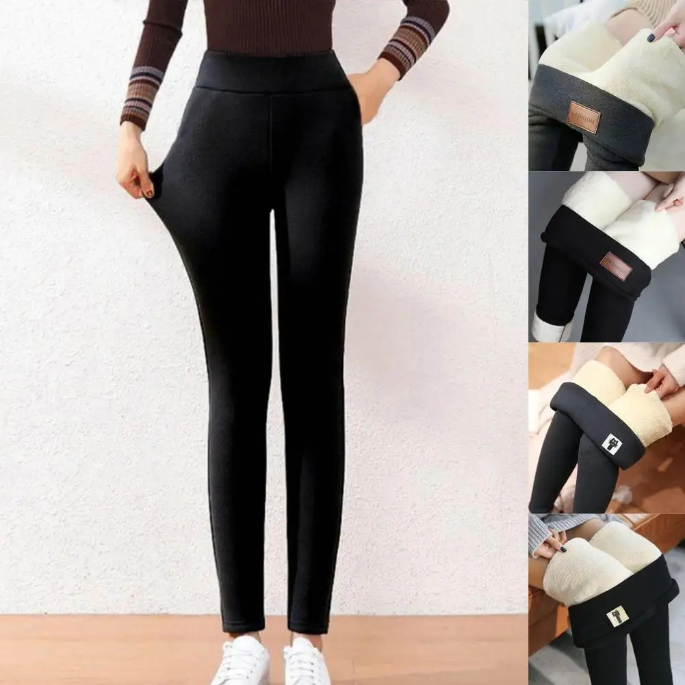 

Base Pants Solid Color Cashmere Casual Skin-friendly All Match Winter Base Pants Stretchy Warm Winter Trousers For Daily Wear