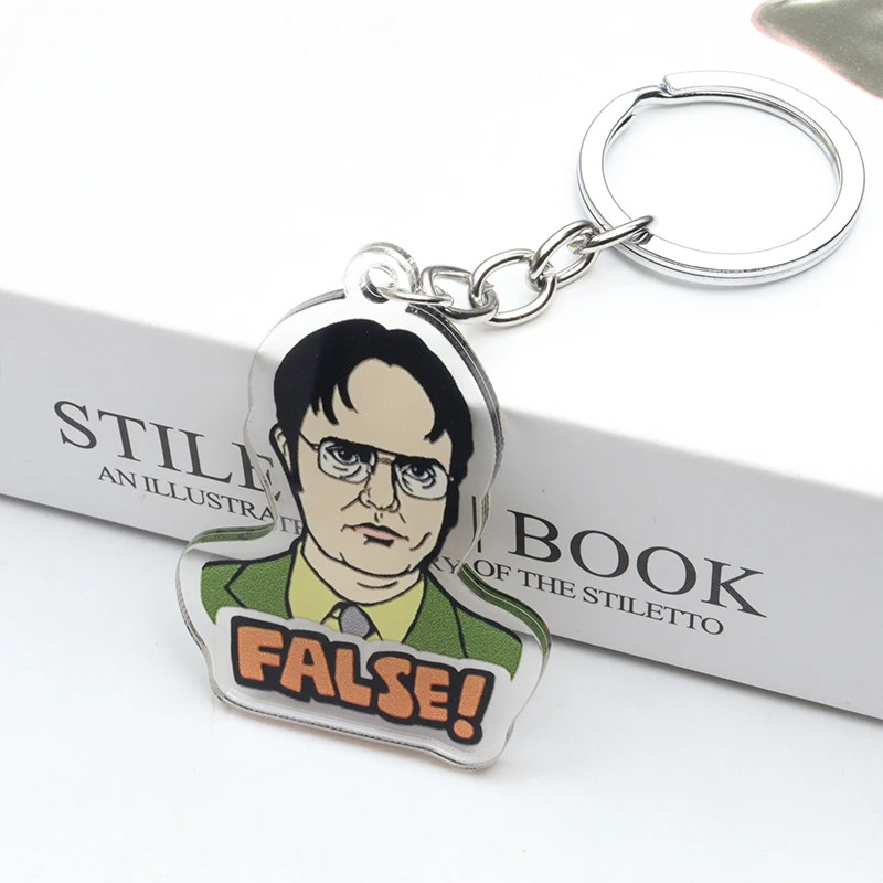 Hot TV The Office Series Funny Acrylic Keychain Michael Scott Dwight Schrute Figure Keyring Keys Bag Pendant Fans Gift Souvenir