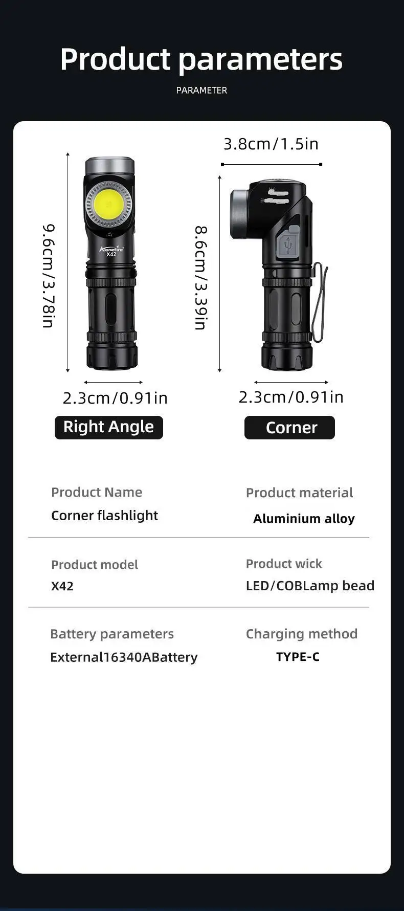 2-in-1 LED-Taschenlampe 90 ° Drehbare Stirnlampe Superhelle Campinglampe für Outdoor-Arbeit Wandern Notfall-Kopflampe mit Magnet – Detail 3