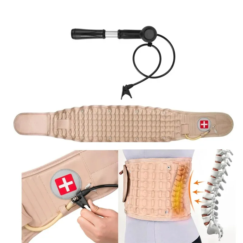 دعم قطني الضغط الخصر الهواء الجر هدفين العمود الفقري الظهر الإغاثة حزام آلام الظهر الإصدار جهاز مدلك للجنسين