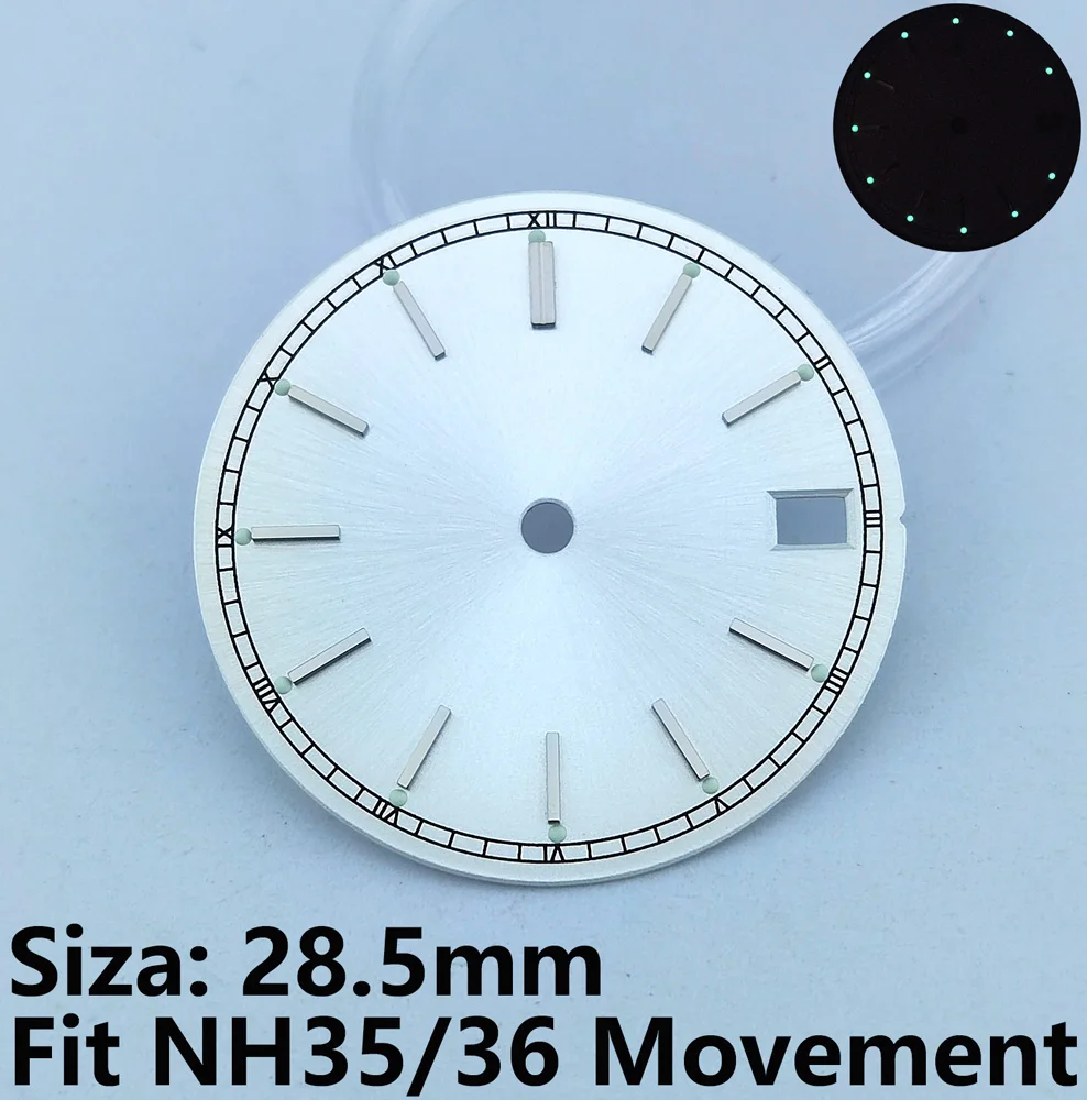 28.5mm NH35 Watch Dial NH35 Dial NH36 Watch Dial 28.5mm Dial Luminous Dial DIY Custom LOGO Suitable For NH35/NH36 Movement