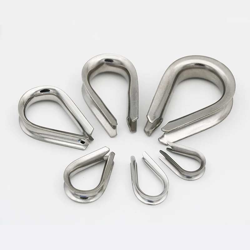 20 Pieces 2mm 3mm 4mm 5mm 6mm 8mm 10mm Marine Grade 316 or 304 Stainless Steel Cable Wire Rope Thimble Rigging Clamp