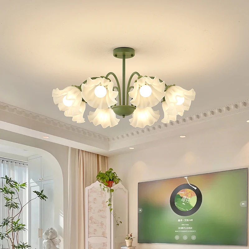 

Master Bedroom LED Chandelier Simple Modern Cream Style Children's RoomDecor Indoor Lamps 2023 The New Green