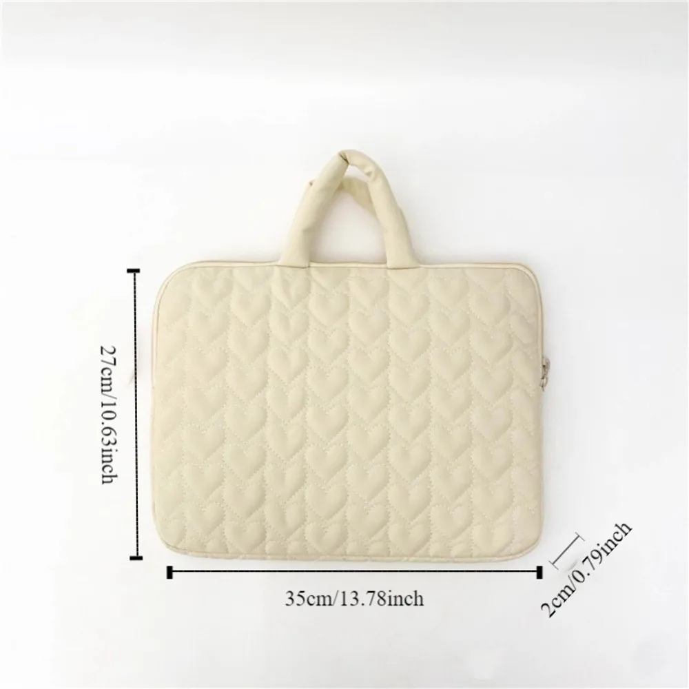 Fashionable Portable Laptop Bag Solid Color Heart Pattern Laptop Sleeve Comfortable with Handle Storage Bag Commuting