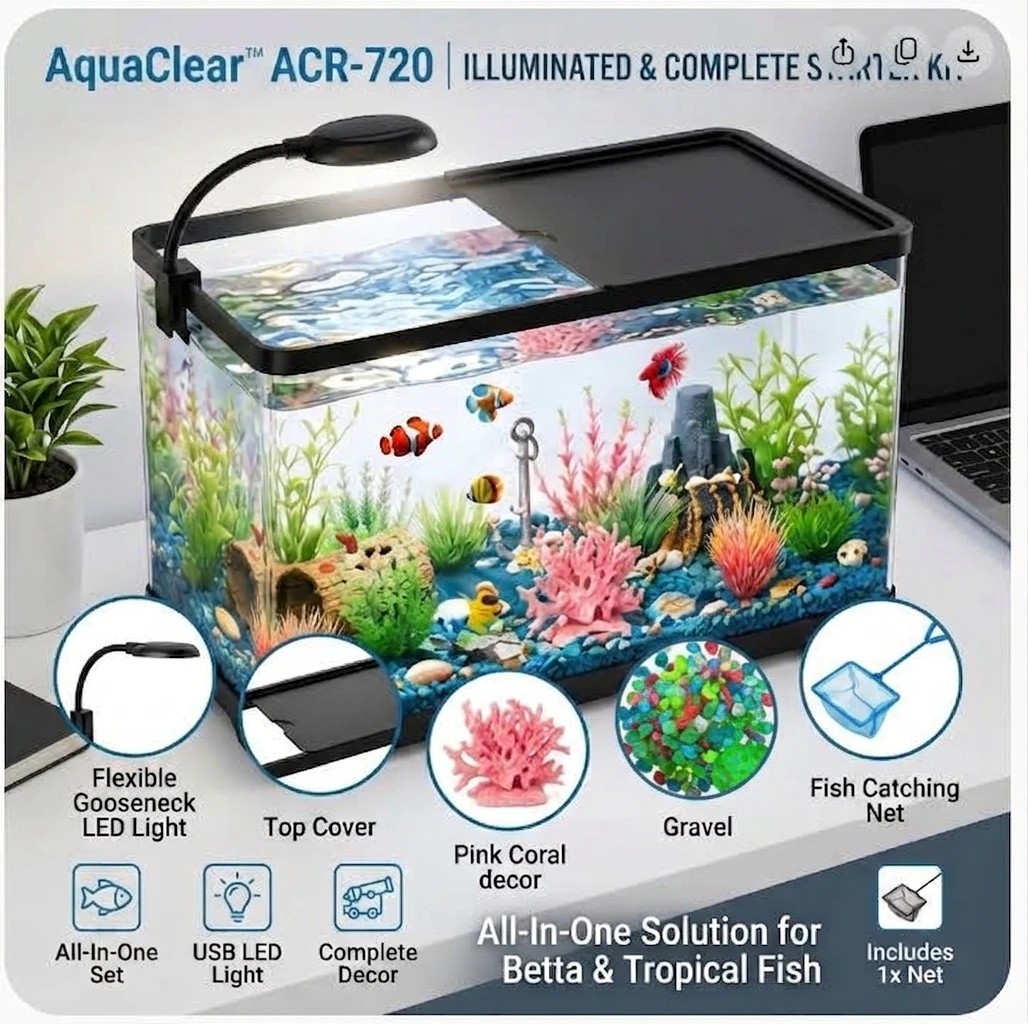 Planted Aquarium Starter Kit - Acquario da Tavolo in Acrilico Infrangibile