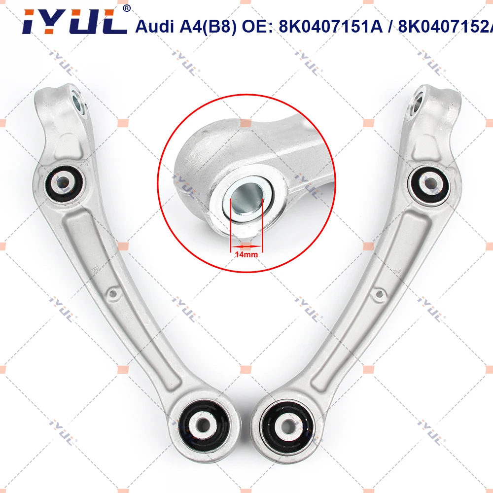 A Pair Front Lower Suspension Control Arm Straight 14mm For Audi A4 8K2 8K5 8KH B8 A5 8F7 8TA Q5 17mm 8K0407151B 8K0407152B 