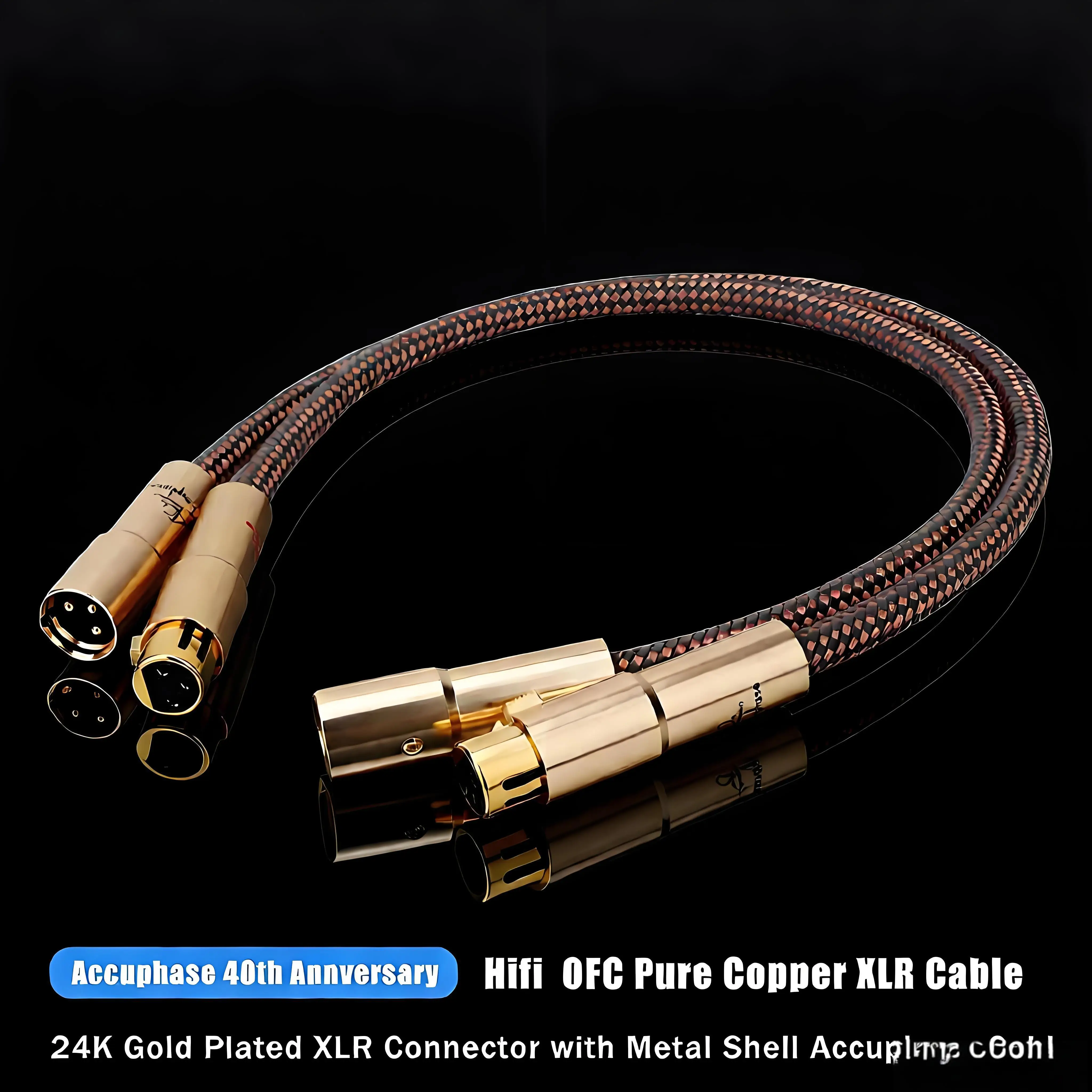

Pair Accuphase 40th XLR Cable OCC Balanced audio cable 3pin Male to Female Gold Plated xlr connector accuphase cable