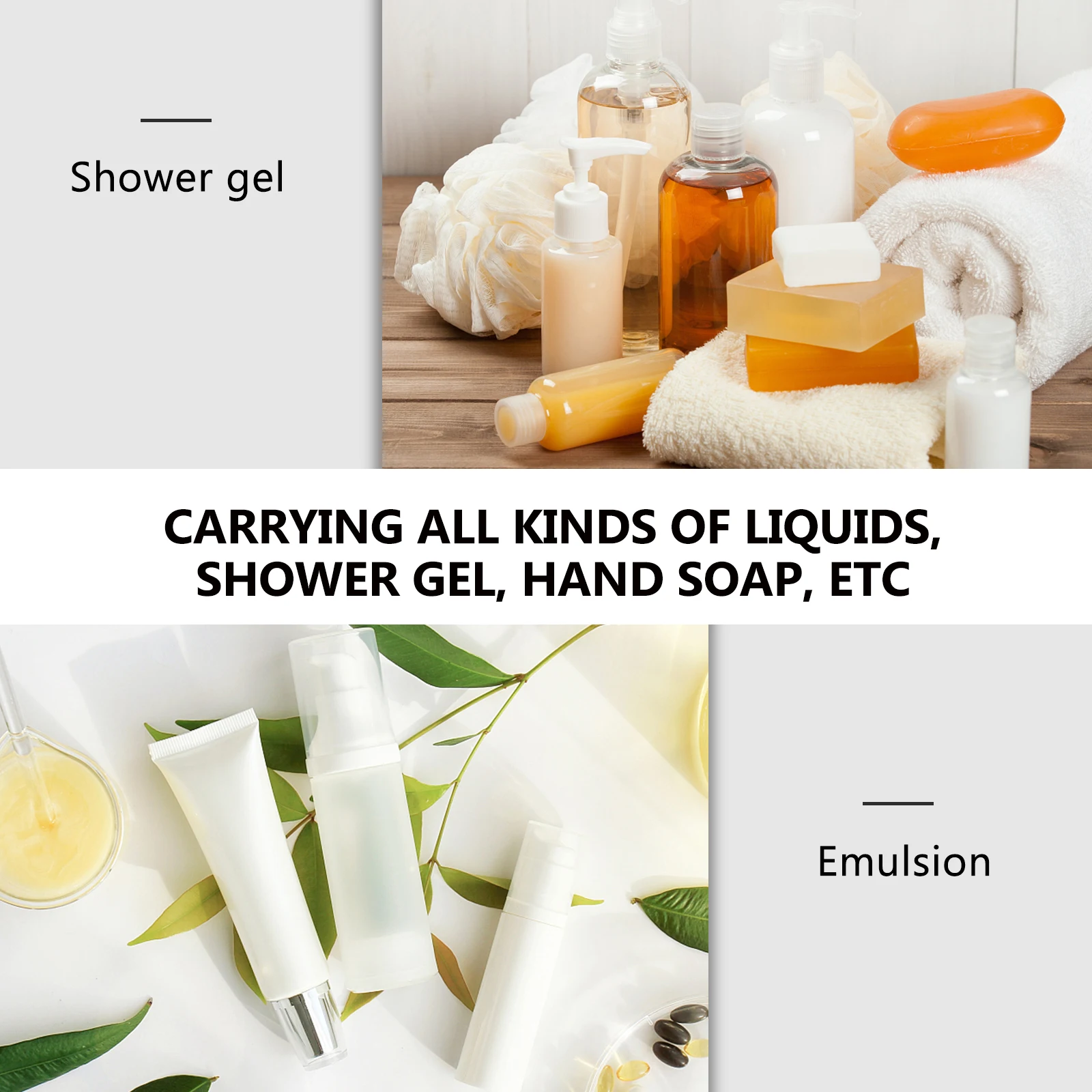 

4 pcs 60Ml Silicone Travel Bottles Leak-Proof Portable Storage Hand Soap Shampoo Lotion Dispenser Refillable Sub Containers