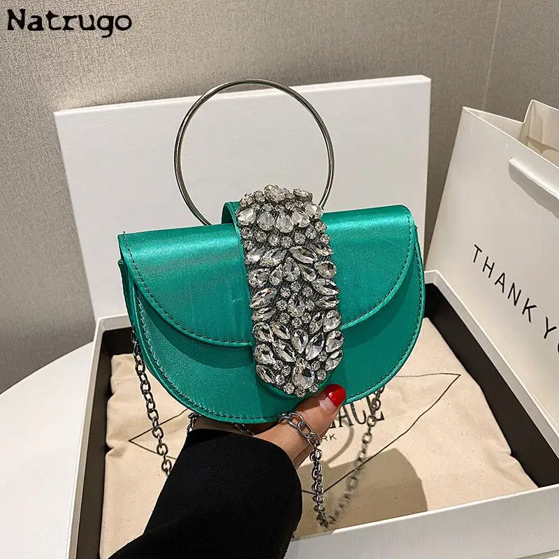 2023 New Women Luxury Evening Bags Shiny Rhinestone Clutch Money Purses Fashion Shoulder Bag Handbag Wedding Party Dinner Bag