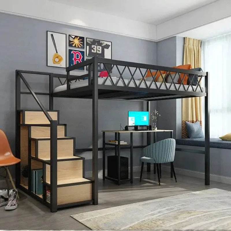 

elevated bed simple small family multi-function pavilion bed dormitory apartment room single double bed