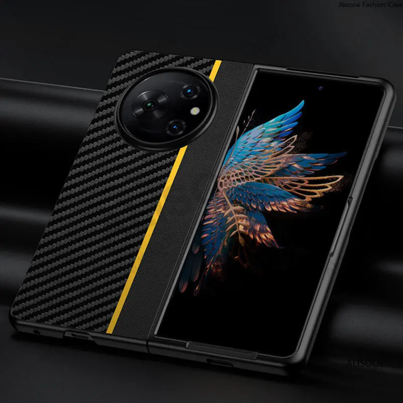 Capa For Tecno Phantom V Fold Case Carbon Fiber Texture PU Leather Shockproof Back Cover for Phantom V Fold 5G Protection Funda