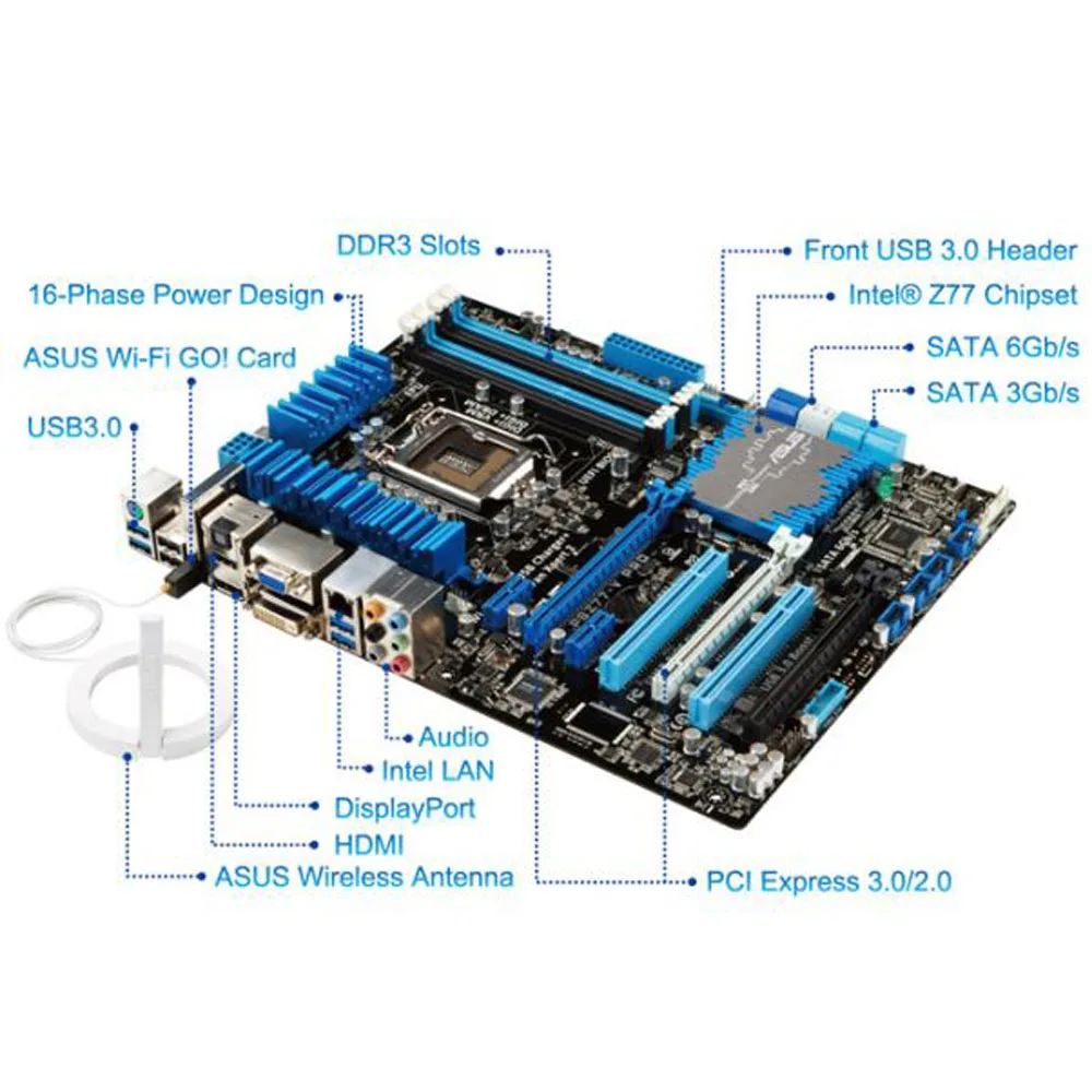 Imagem -04 - Asus-placa-mãe P8z77-v Pro Lga 1155 Intel Z77 Hdmi Sata gb s Usb 3.0 Atx Intel