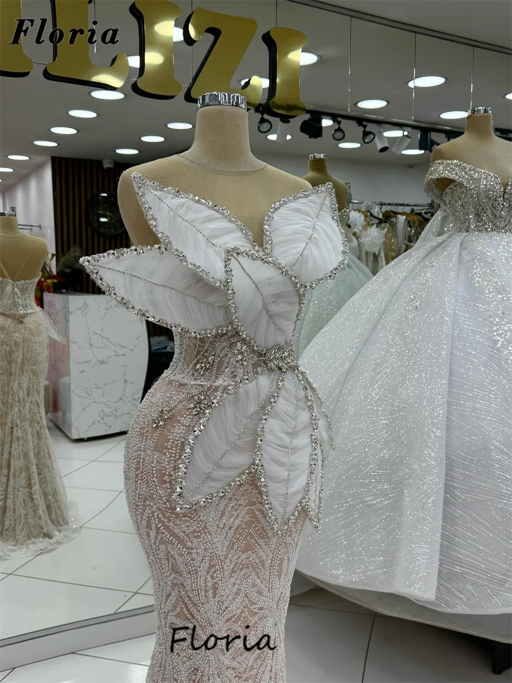 

Новые элегантные белые вечерние платья с бисером, Дубайский дизайн, Русалка, вечерние платья для второго приема, Vestidos De Noche по индивидуальному заказу