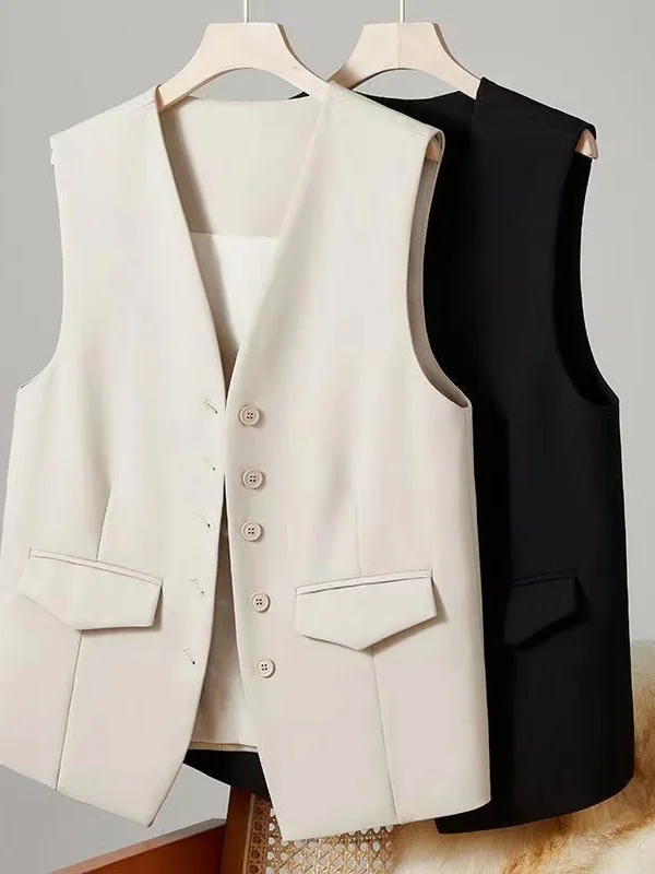 

Faionable Korean Sle Women's Suit Vest 2025 Spring Autumn New Arrival Trendy Small Size Jaet V-Ne Regular Length