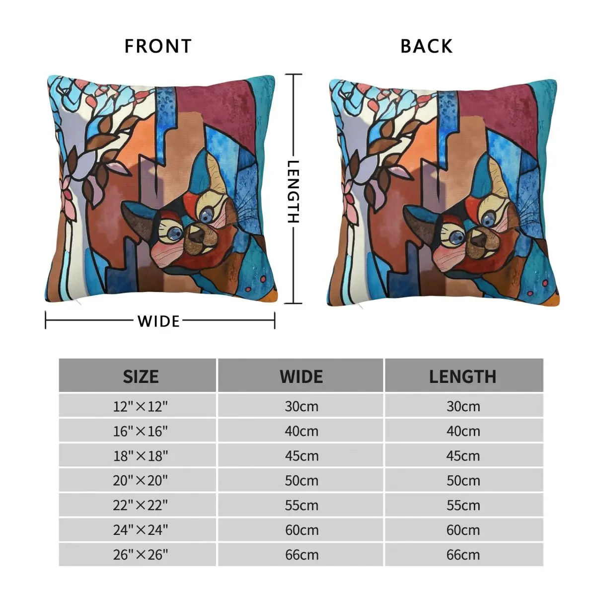 Clown Cat Stained Glass Square Pillowcase Polyester Linen Velvet Printed Zip Decorative Pillow Bed Cushion Cover Wholesale 45x45