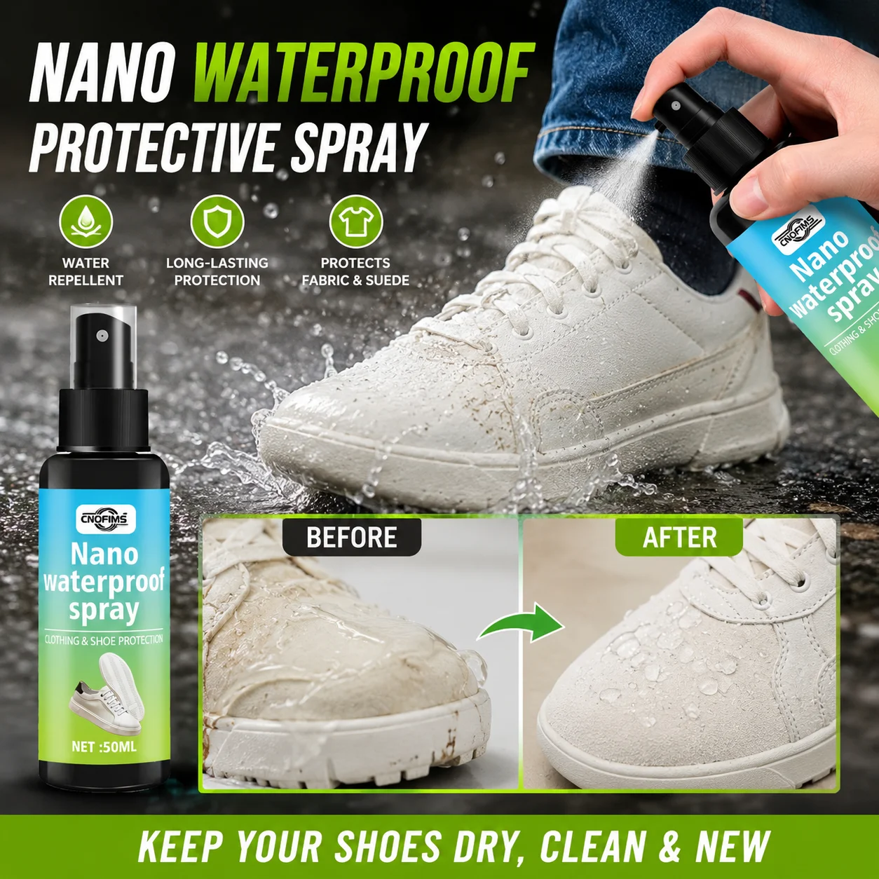Sneaker Protector Spray - Spray Protector Impermeable para Exteriores, Revestimiento