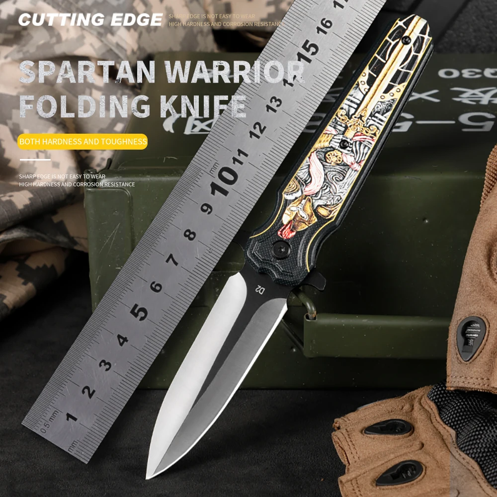 HUANGFUD2 Folding knife EDC/ Pocket Knife 3D printed composite fiber handle ball bearing outdoor camping hunting knife folding