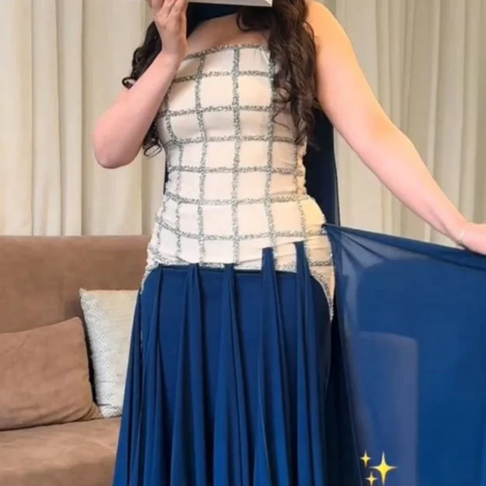 

Customized Evening Dress Gorgeous Chiffon Prom Dresses Beading Formal Occasion Shining Sleeveless Party Gown Robe Soiree