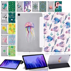 For Samsung Galaxy Tab A8 10.5/Tab A7 Lite 8.7/Tab A8 10.5/Tab A7 2020/Tab A 10.1 2019 Case Print Leather Tri-fold Tablet Case