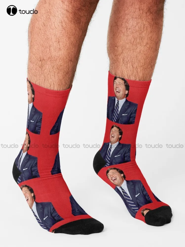 Tucker Carlson Socks Bulk Socks Street Skateboard Socks Personalized Custom Unisex Adult Teen Youth Socks 360° Digital Print Art