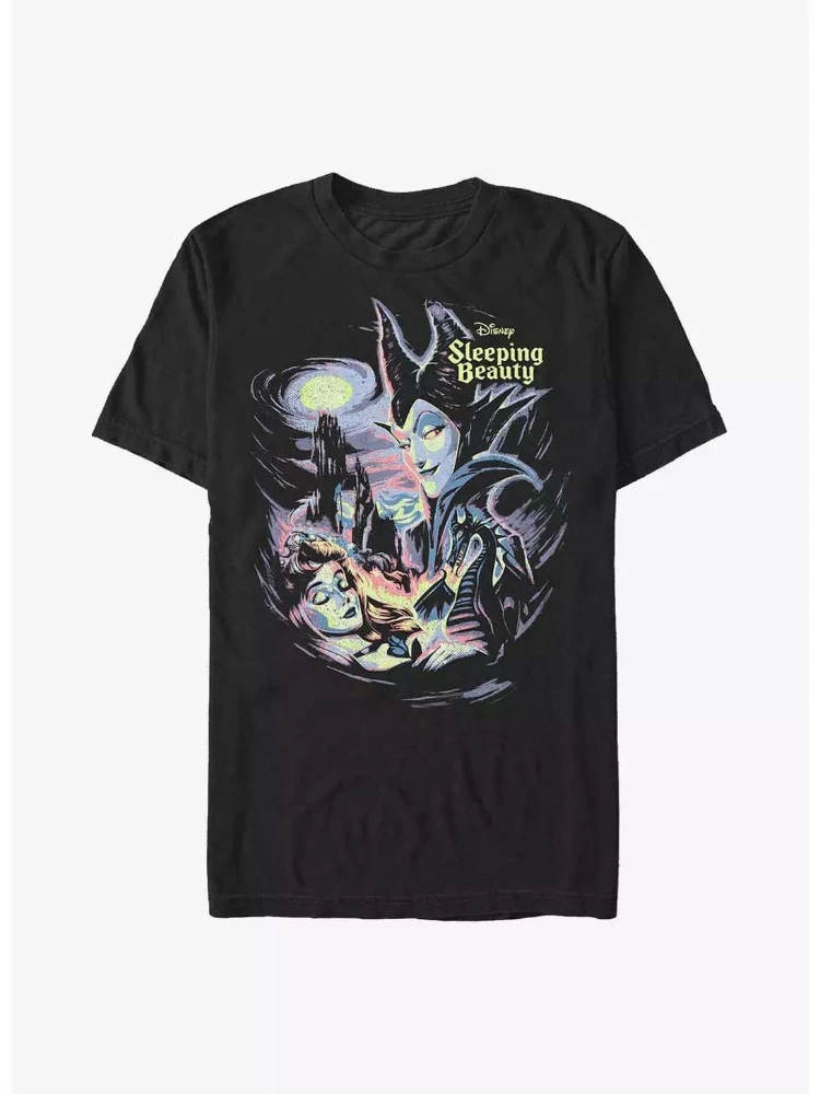 

Disney's New Sleeping Beauty Aurora and Maleficent Graphic Print Unisex Plus Size Short Sleeve Cozy Loose Casual T-Shirt