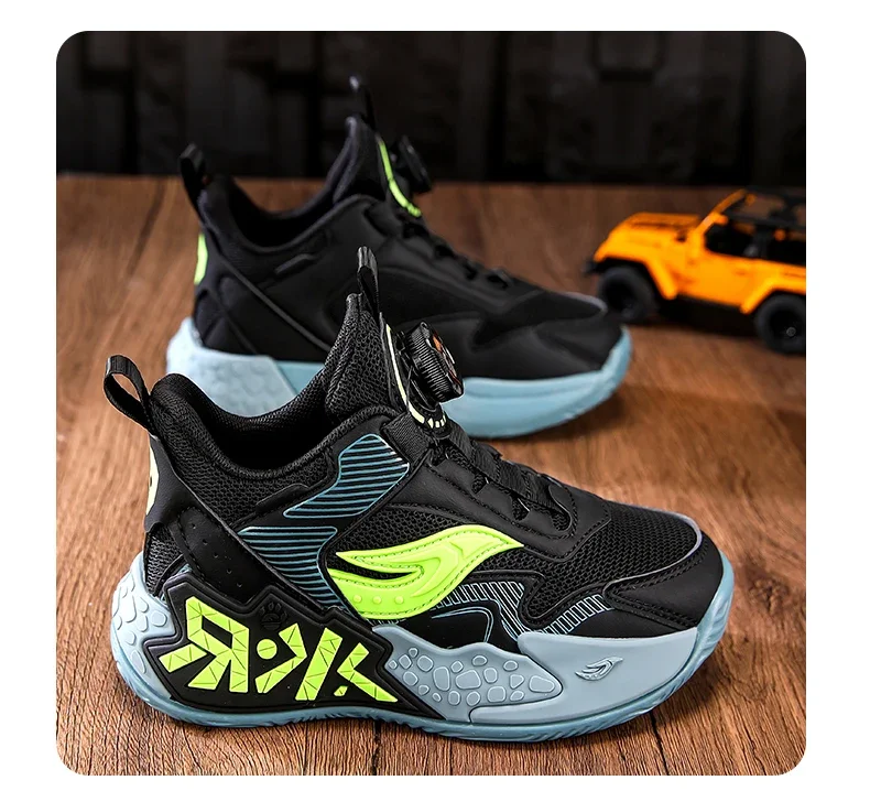 Boys Girls Casual Shoes Outdoor Children‘s Basketball Sneakers Kids Breathable Mesh Athletic Shoes Non-slip Lace-up Running Shoe