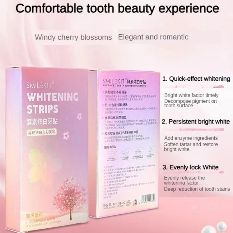 Sakura Enzyme Dazzling White Teeth Whitening Stickers efficient Oral Care pulizia dentale 7 paia Set per rimuovere le macchie gialle