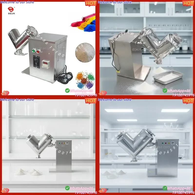 2026Hot 2L 5L10L Kitchen Aid Food Commercial Dry Powder V Mixer Blender Planetary Ribbon Dry Powder Mixing Machine