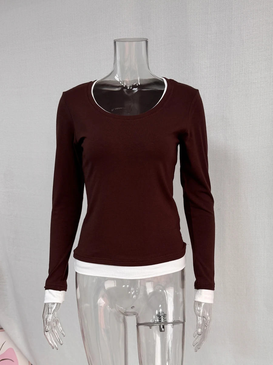 Hirsionsan Sommer Casual Patchwork Dünne T-shirts Frauen Modale Weiche Langarm T-shirts 2025, Neue Casual Weibliche Ästhetische Tops – Detail 14