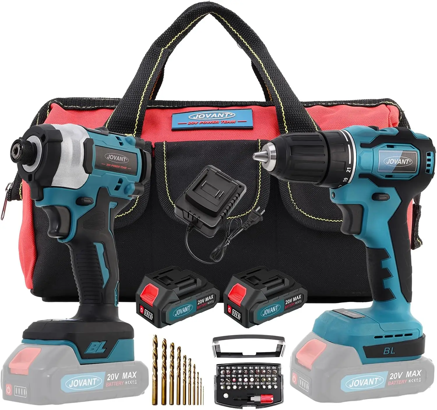 

Cordless Drill and Impact Driver, Electric Drill and Impact Driver Combo Kit with 3/8-inch Electric Drill and 1/4-inch Impact Dr