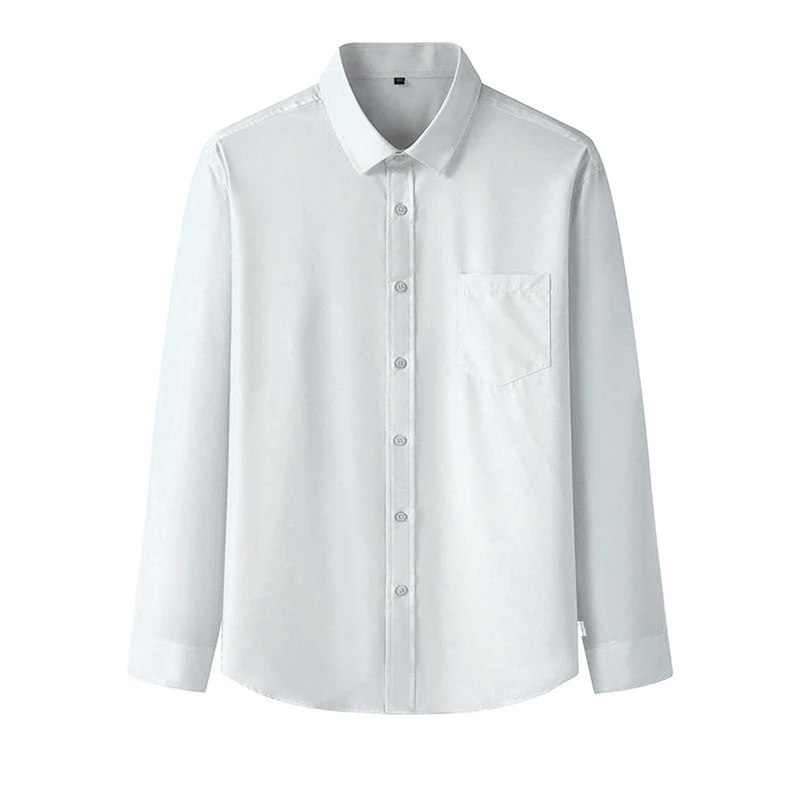 Camisa de gran tamaño para hombre, ropa Formal de negocios Simple, Color sólido, L9XL, botón blanco