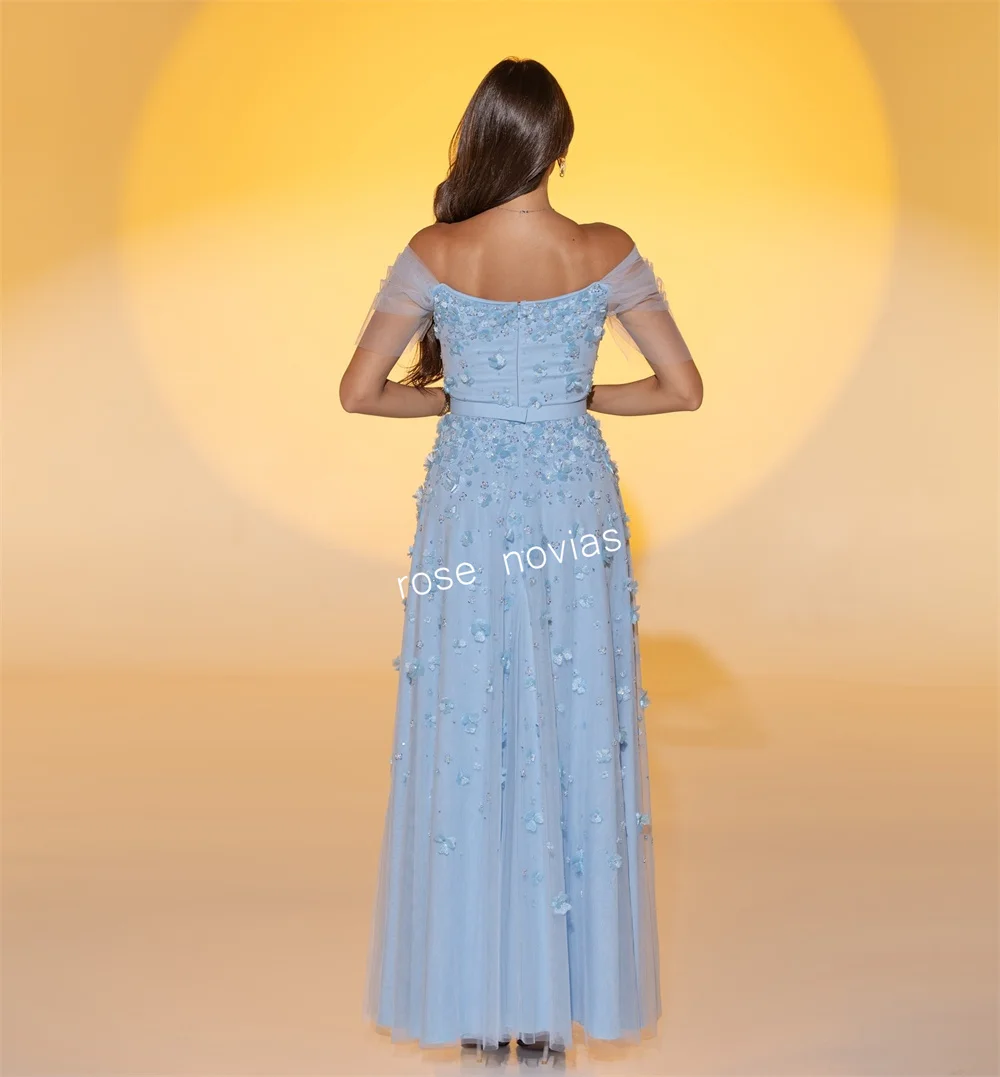 Abito da sera affascinante personalizzato Applique con spalle scoperte Abiti lunghi a trapezio Occasioni su misura Prom Elegante festa di alta qualità
