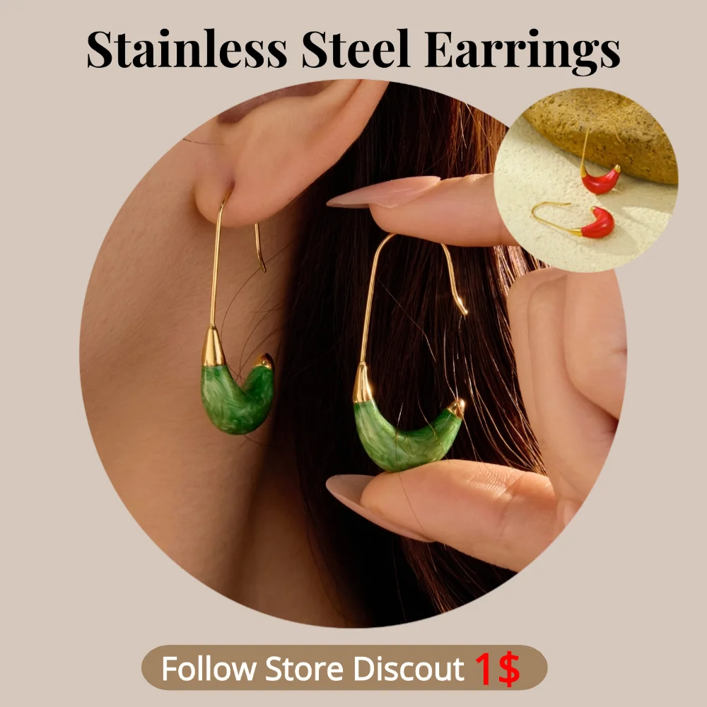 

Stainless Steel C Shape Earrings Plated 18k Gold Color Non Tarnish Waterproof Trendy Jewelry Earrings For Women Gift