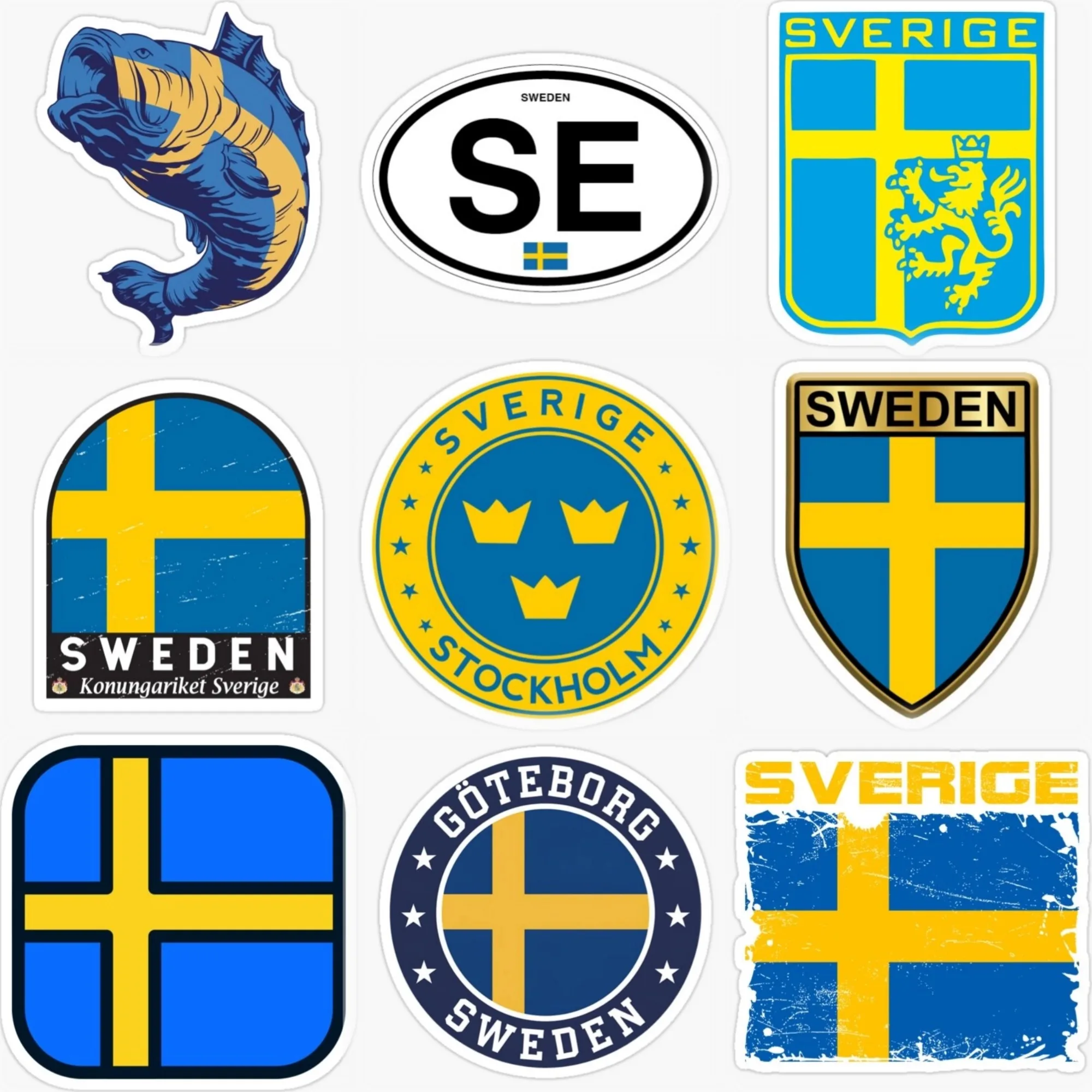 

Sweden SE Flag Emblem Creative PVC Sticker for Decorate Car Truck Bicycle Off-road Helmet Window Fridge Decal Accessories