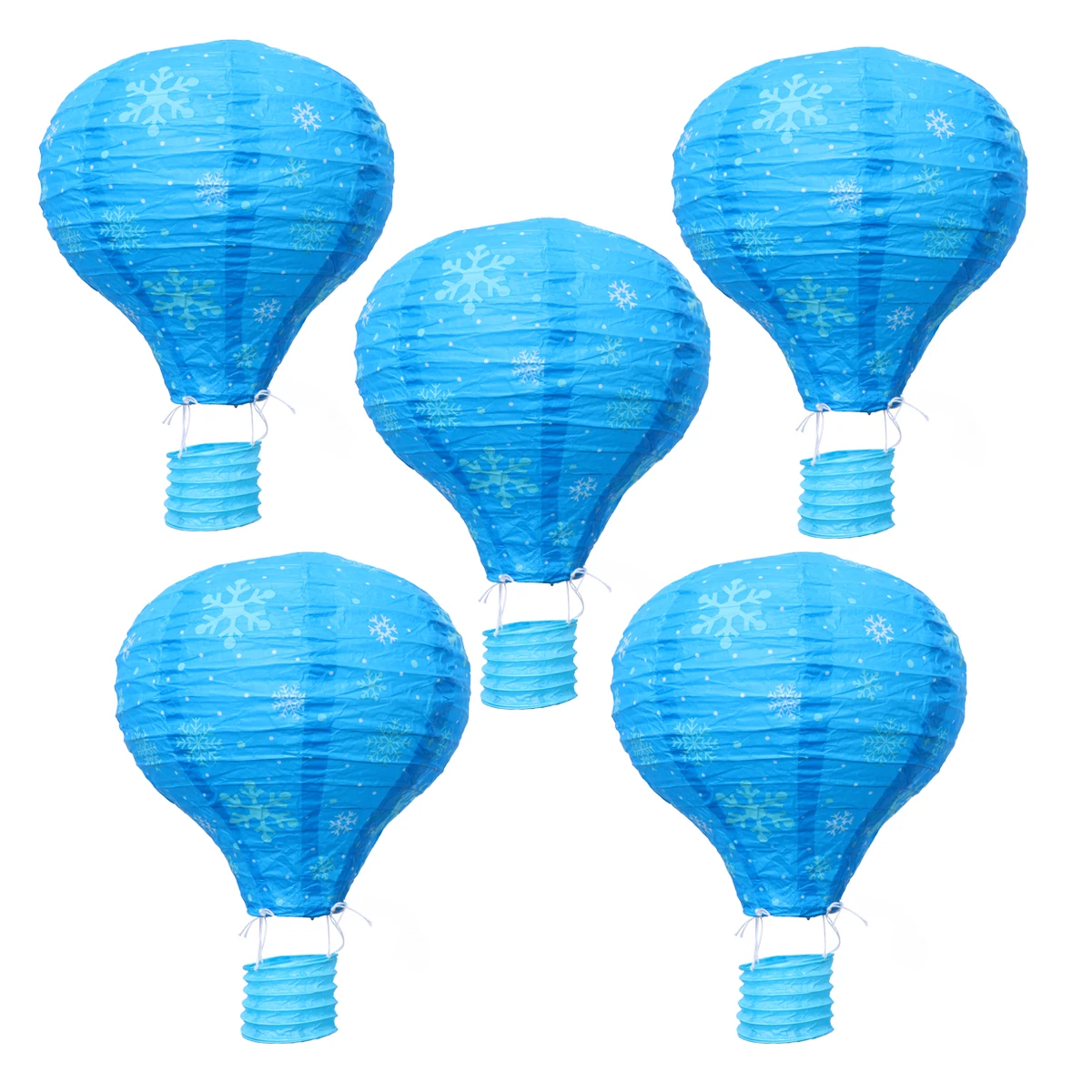 

5 Pcs Christmas Lantern Snowflake Decoration Lights Hanging Ornaments Paper Lanterns Style Blue
