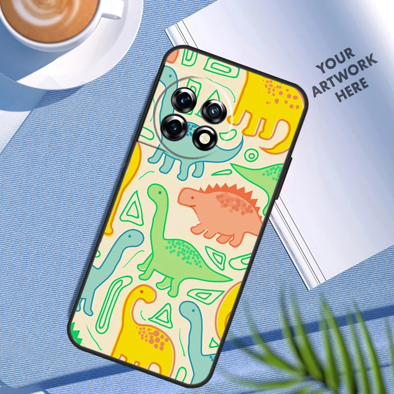 Fun Dinosaur Pattern Dino Case For OnePlus Nord N200 N100 Nord 3 2T CE 2 Lite OnePlus 12 11 10 Pro 10T 10R 12R Cover image 6